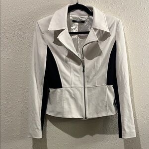 Tahari White Black Moto Jacket Women’s Size 6